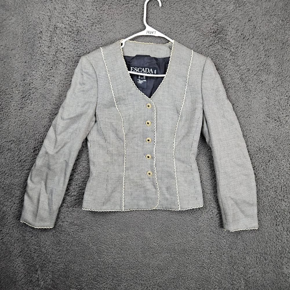 ESCADA Margaretha Ley Blazer Jacket Black White‎ Houndstooth Women Size 34